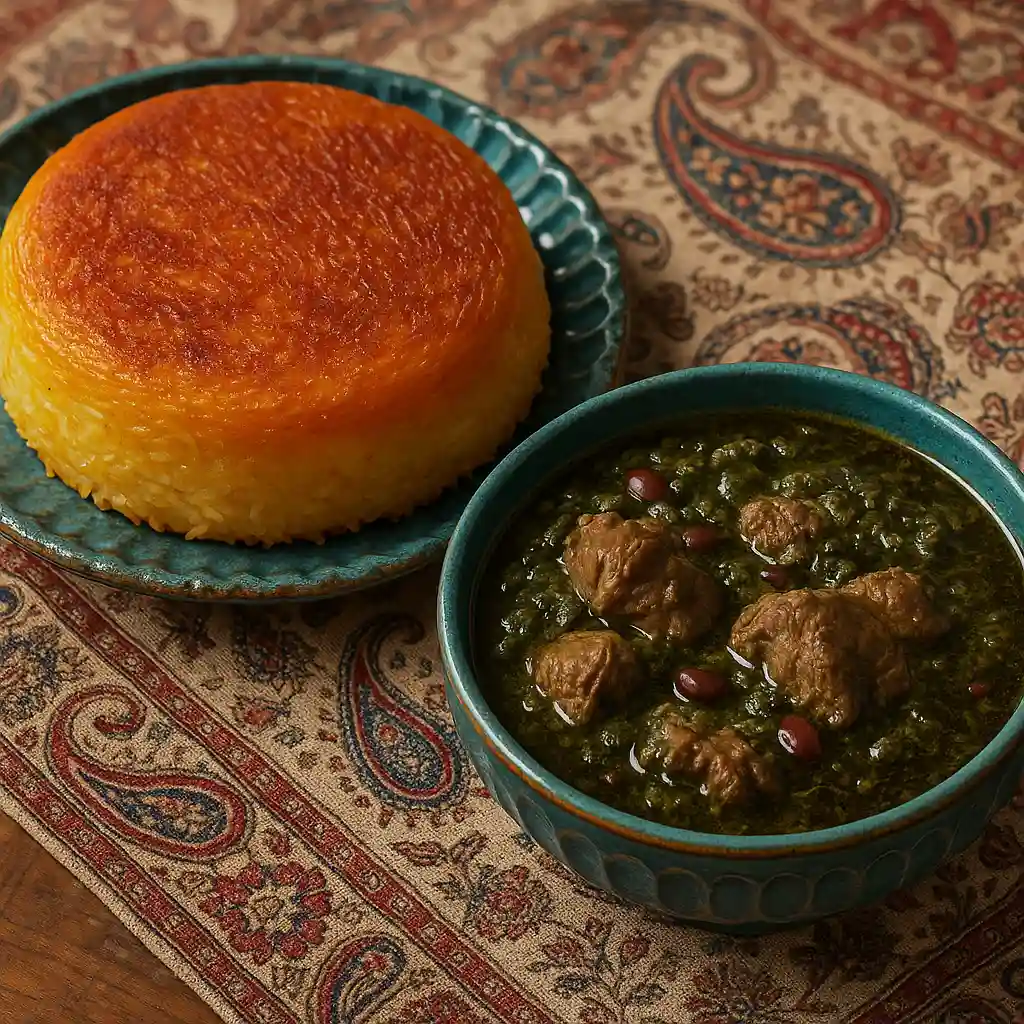 tahdig ghorme sabzi