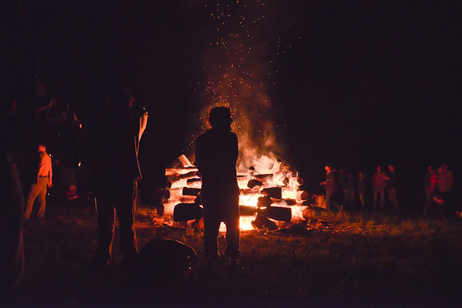 Chaharshanbe Suri fire festival with people jumping over flames