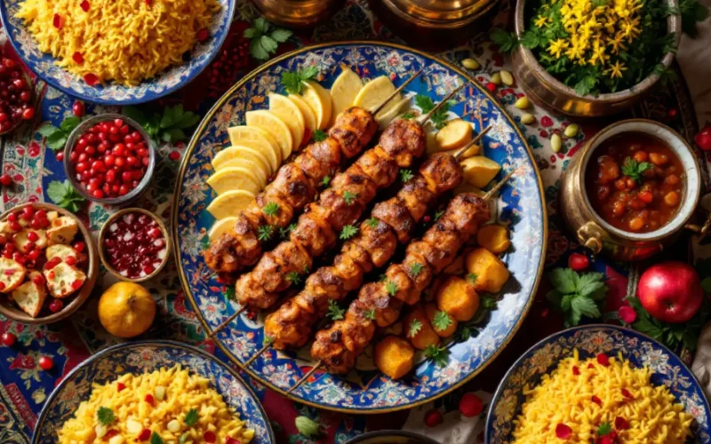 Authentic Persian dishes on a beautifully set table.